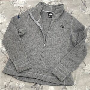The North Face Heather Grey Zip-Up Fleece Jacket XL Cozy & Lightweight